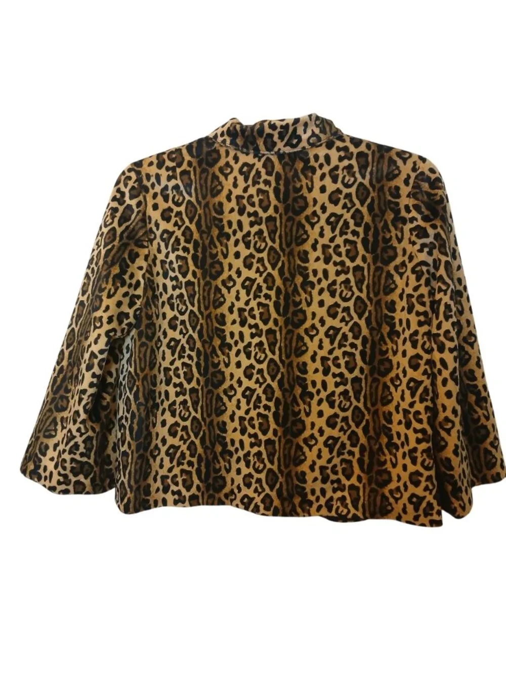 VTG Jaclyn Smith Leopard Print Jacket M Polyester Lined 3 Snap Open Front #L-51 - Picture 3 of 9